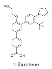 Trifarotene acne drug molecule. Skeletal formula.