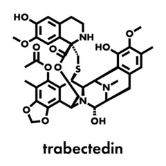 Trabectedin cancer drug molecule. Skeletal formula.