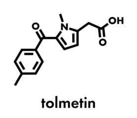 Tolmetin NSAID drug molecule. Skeletal formula.