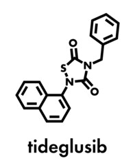 Fototapeta premium Tideglusib drug molecule (GSK-3 inhibitor). Skeletal formula.