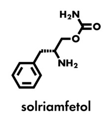 Solriamfetol drug molecule. Skeletal formula.