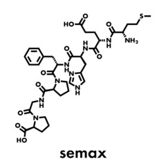 Semax peptide drug molecule. Skeletal formula.