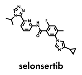 Selonsertib drug molecule. Skeletal formula.