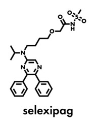 Selexipag pulmonary arterial hypertension drug molecule. Skeletal formula.