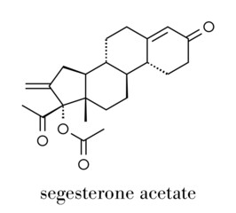 Segesterone acetate (SGA) drug molecule. Skeletal formula.