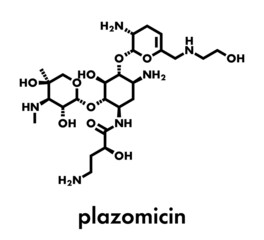 Plazomicin antibiotic drug molecule (aminoglycoside class). Skeletal formula.
