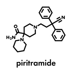 Piritramide opioid analgetic drug molecule. Skeletal formula.
