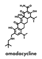 Omadacycline antibiotic drug molecule. Skeletal formula.