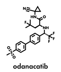 Odanacatib osteoporosis and bone metastasis drug molecule. Inhibitor of cathepsin K. Skeletal formula.