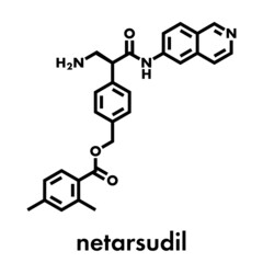 Netarsudil drug molecule. Used in treatment of ocular hypertension and glaucoma. Skeletal formula.