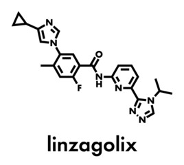 Linzagolix drug molecule. Skeletal formula.