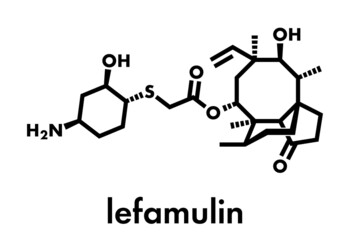 Lefamulin antibiotic drug molecule. Skeletal formula.