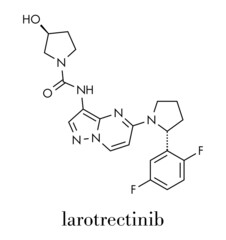 Larotrectinib cancer drug molecule. Skeletal formula.