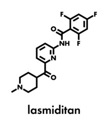 Lasmiditan migraine drug molecule. Skeletal formula.