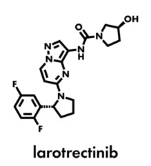 Larotrectinib cancer drug molecule. Skeletal formula.