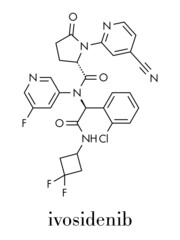 Ivosidenib cancer drug molecule. Skeletal formula.