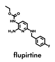 Flupirtine analgesic drug molecule. Skeletal formula.