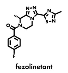 Fezolinetant drug molecule (NK3 receptor inhibitor). Skeletal formula.