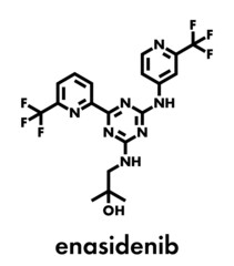 Enasidenib cancer drug molecule (IDH2 inhibitor). Skeletal formula.