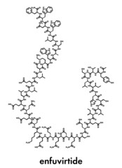 Fototapeta premium Enfuvirtide HIV drug (fusion inhibitor class) molecule. Skeletal formula.