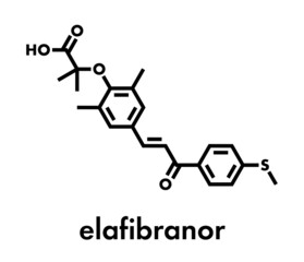 Elafibranor drug molecule. Skeletal formula.