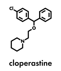 Cloperastine cough suppressant drug molecule. Skeletal formula.