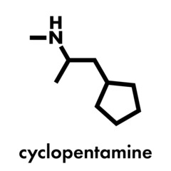 Cyclopentamine nasal decongestant drug molecule (largely discontinued). Skeletal formula.