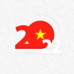 Happy New Year 2022 for Vietnam on snowflake background.