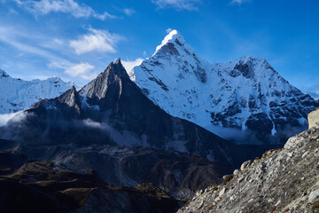 Fototapeta na wymiar View to mountain, Trail to Khongma La Pass, Khumbu Valley, Nepal