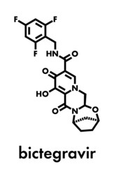 Bictegravir antiviral drug molecule. Skeletal formula.