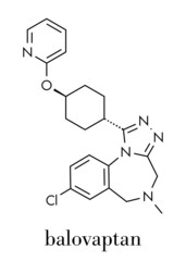 Balovaptan autism drug molecule (vasopressin V1A receptor antagonist). Skeletal formula.