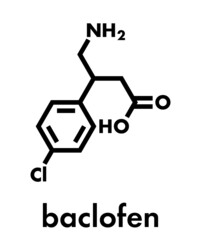 Baclofen drug molecule. Skeletal formula.