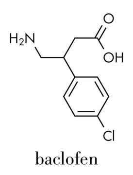 Baclofen drug molecule. Skeletal formula.
