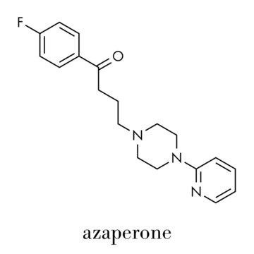 Azaperone antipsychotic drug molecule. Skeletal formula.