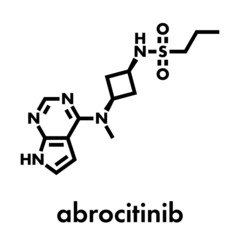 Abrocitinib atopic dermatitis drug molecule (JAK1 inhibitor). Skeletal formula.