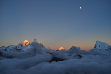 Gokyo Ri - view to Mt. Everest at sunset, Khumbu Valley, Nepal