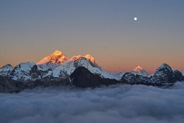 Gokyo Ri - view to Mt. Everest at sunset, Khumbu Valley, Nepal