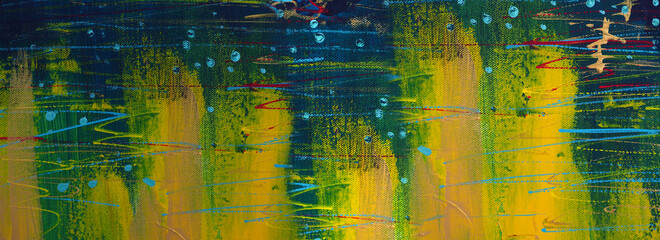 Hand draw painting abstract art panorama background colors texture design illustration..