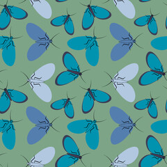 Seamless pattern - stylized moths - graphics. Summer, insects, unbearable ease of life. Wallpapers, textiles, packaging