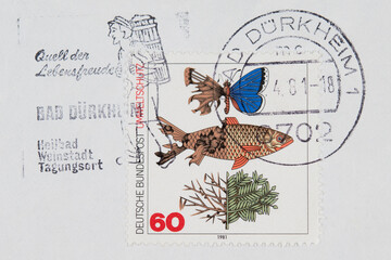 briefmarke stamp alt old vintage retro gebraucht used frankiert stempel cancel umweltschutz...