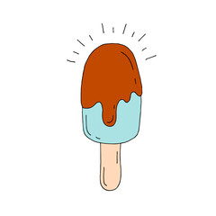 Ice cream. Popsicle. Cold delicacy. Dessert. Vector. Doodle. Drawn by hand. Sketch.
