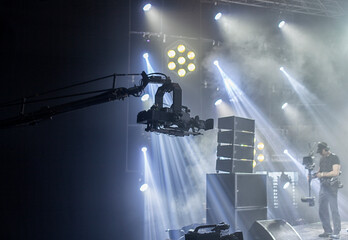 Plakat television camera. camera in a concert hall