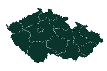 Czech Republic map Sacramento green Color on White Background