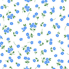 Seamless pattern with Christmas decoration. Green and blue flower pattern.