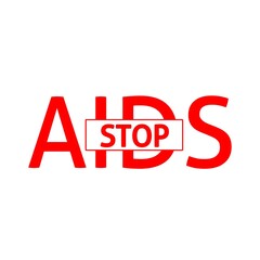 World Help Day. Red heart December 1st. AIDS awareness. HIV disease. Banner with the words Stop AIDS. The heart that dictates