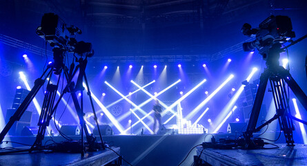 television camera. camera in a concert hall