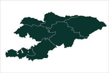 Kyrgyzstan map Sacramento green Color on White Background