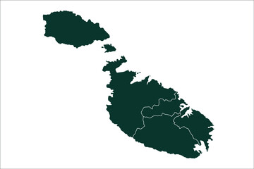 Malta map Sacramento green Color on White Background