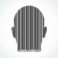 bar code human head shape/ black white illustration