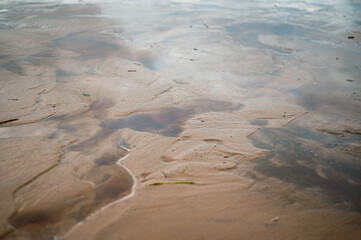 Textured shore of the reservoir